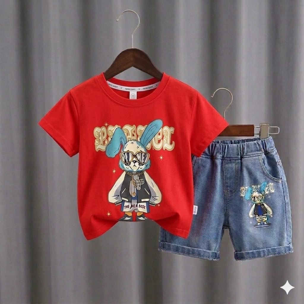 Kids Tshirt and Denim Short Pant Set  ১ থেকে ৬ বছরের ছেলে এন্ড মেয়ে বাচ্চাদের থেকে ৬ বছরের ছেলে এন্ড মেয়ে বাচ্চাদের