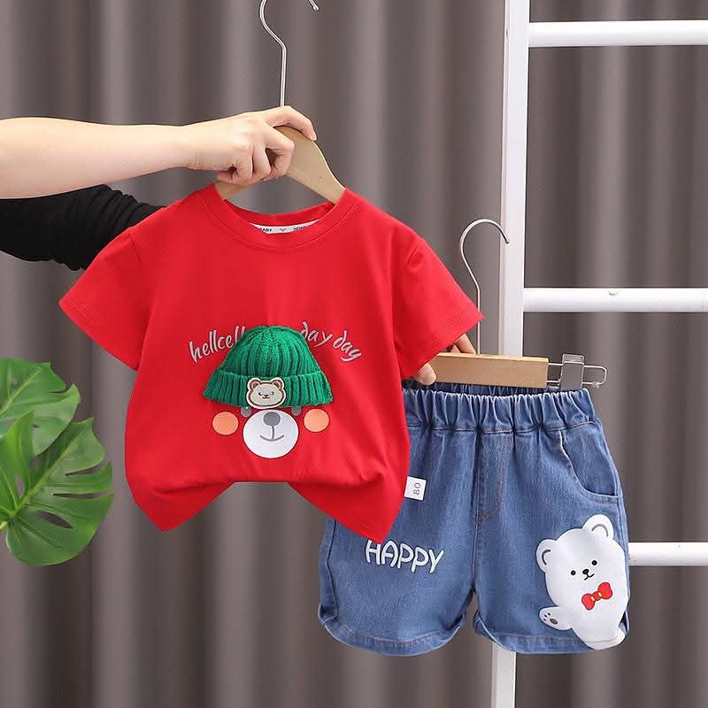 Kids Tshirt and Denim Short Pant Set  ১ থেকে ৬ বছরের ছেলে এন্ড মেয়ে বাচ্চাদের থেকে ৬ বছরের ছেলে এন্ড মেয়ে বাচ্চাদের