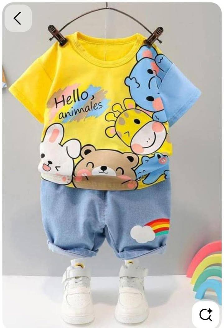 Kids Tshirt and Denim Short Pant Set  ১ থেকে ৬ বছরের ছেলে এন্ড মেয়ে বাচ্চাদের থেকে ৬ বছরের ছেলে এন্ড মেয়ে বাচ্চাদের