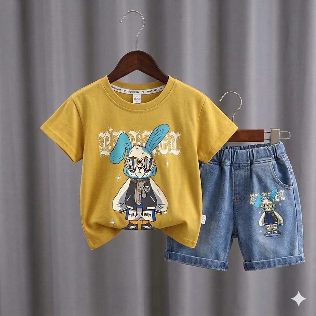 Kids Tshirt and Denim Short Pant Set  ১ থেকে ৬ বছরের ছেলে এন্ড মেয়ে বাচ্চাদের থেকে ৬ বছরের ছেলে এন্ড মেয়ে বাচ্চাদের