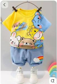 Kids Tshirt and Denim Short Pant Set  ১ থেকে ৬ বছরের ছেলে এন্ড মেয়ে বাচ্চাদের থেকে ৬ বছরের ছেলে এন্ড মেয়ে বাচ্চাদের