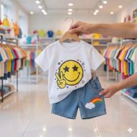 Kids Tshirt and Denim Short Pant Set  ১ থেকে ৬ বছরের ছেলে এন্ড মেয়ে বাচ্চাদের থেকে ৬ বছরের ছেলে এন্ড মেয়ে বাচ্চাদের