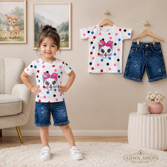 Kids Tshirt and Denim Short Pant Set