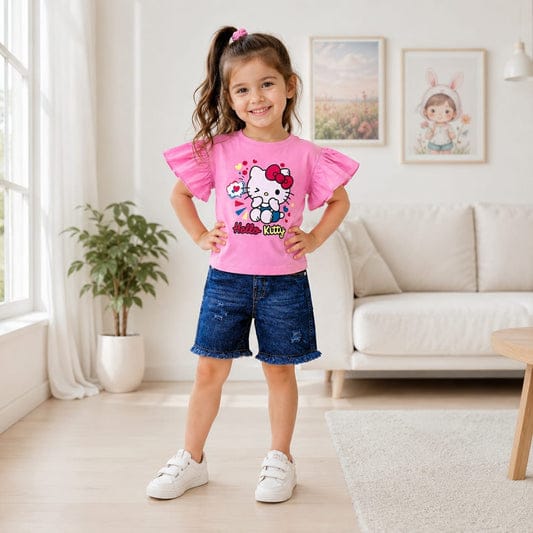 Kids Tshirt and Denim Short Pant Set
