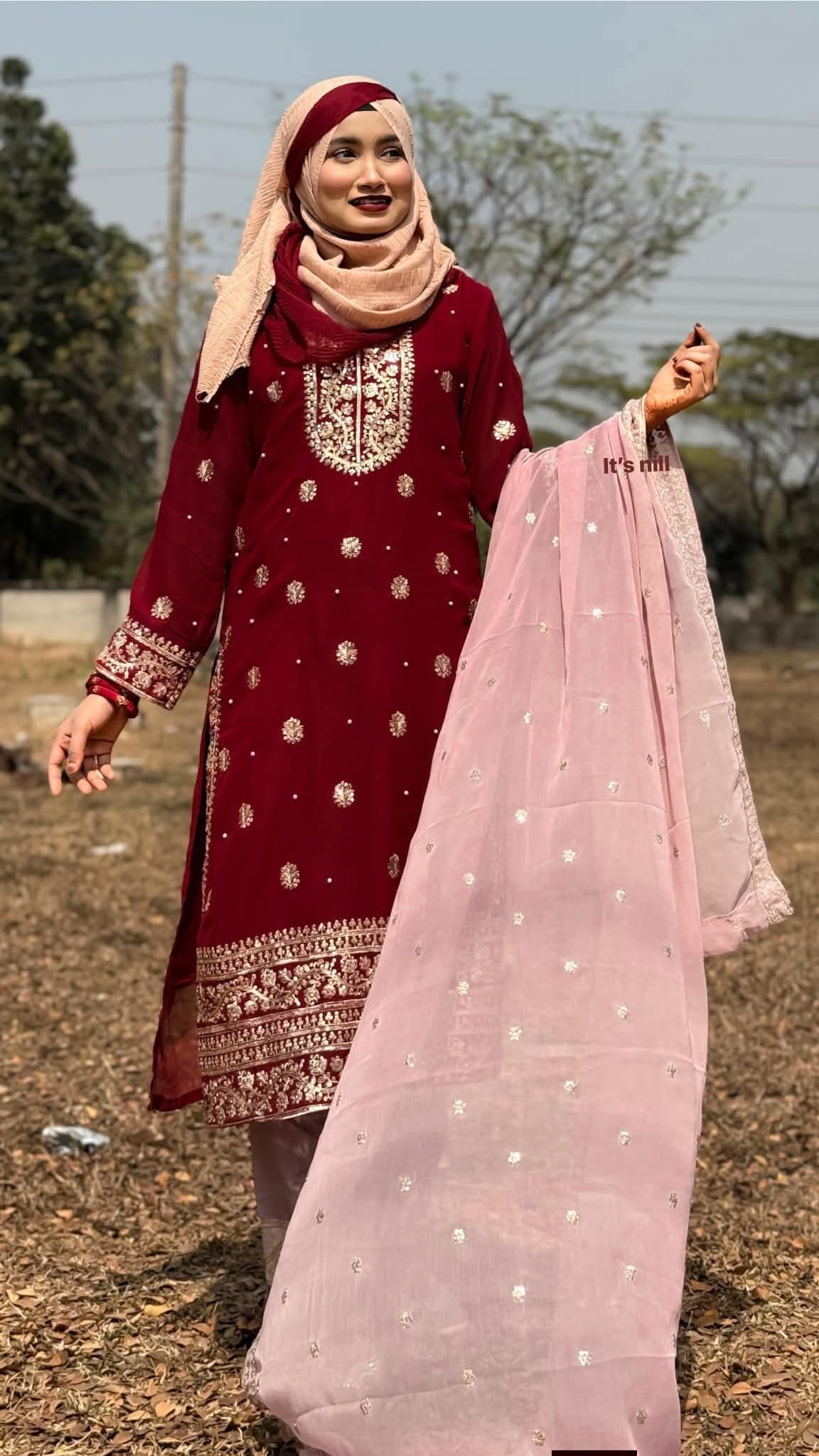 ইন্ডিয়ান জর্জেট এমব্রয়ডারি ফোর পিস