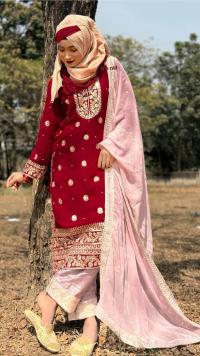 ইন্ডিয়ান জর্জেট এমব্রয়ডারি ফোর পিস