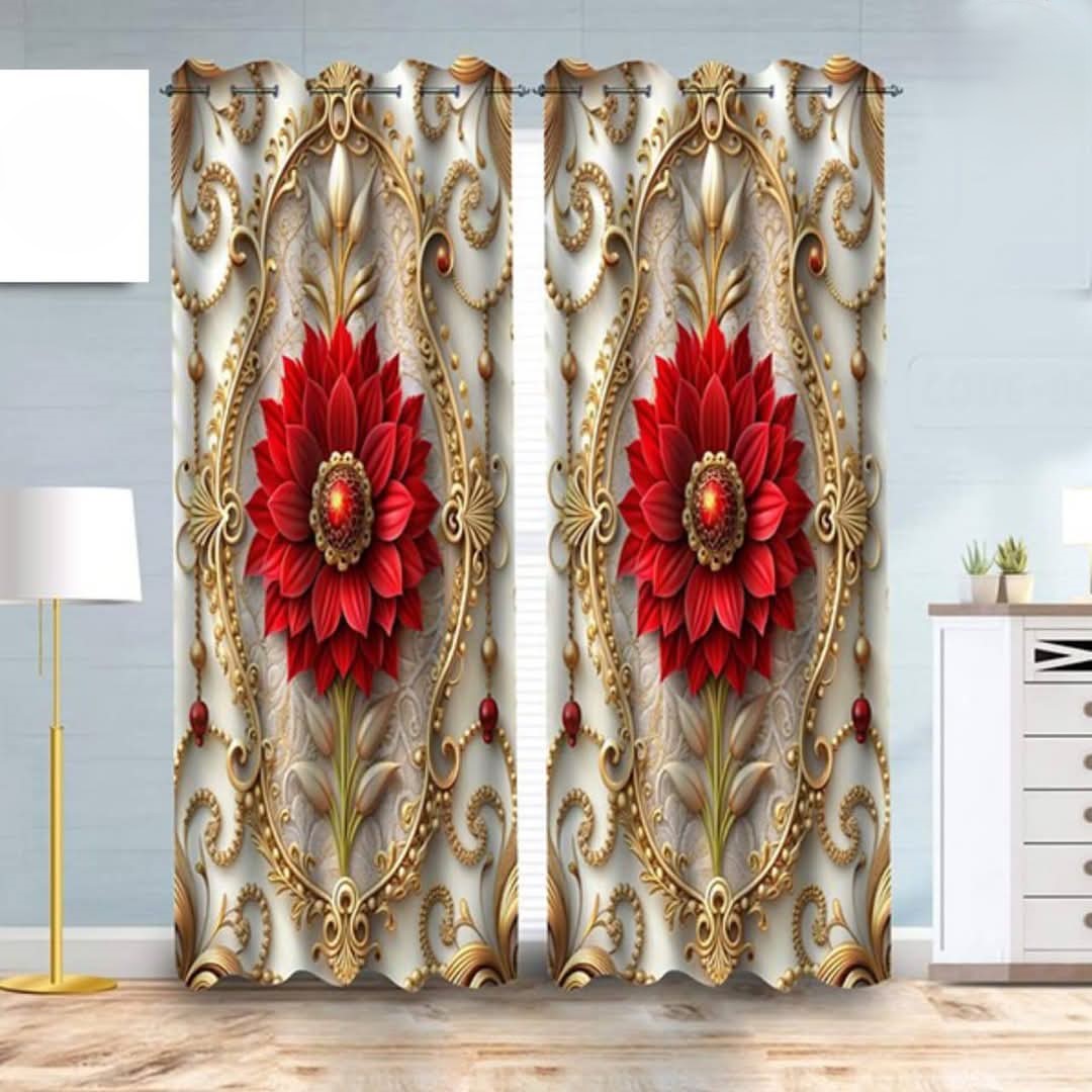 2 Piece 3D Print Premium curtain