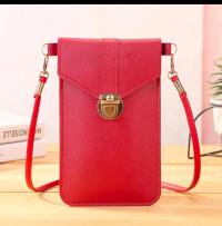 Women's PU Leather Phone Holder With Neck Strap Wallets Touch Screen Bags