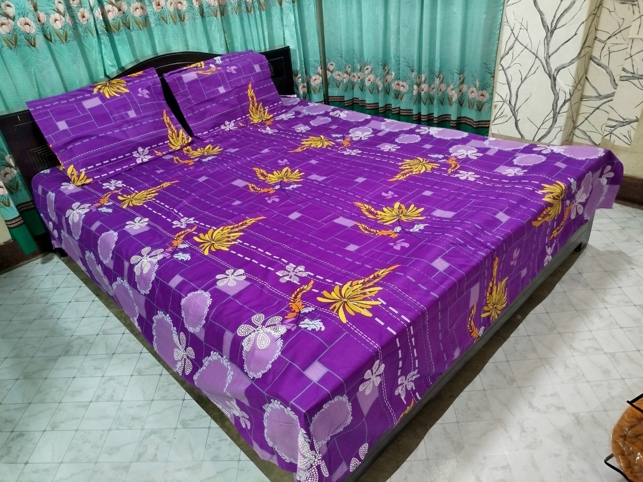 King Size Full cotton fabric Panel Bedsheet