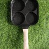 4 Hole Omelet Wooden Handle Frying Pan