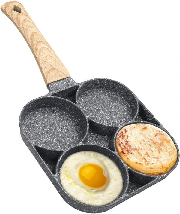 4 Hole Omelet Wooden Handle Frying Pan
