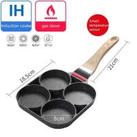 4 Hole Omelet Wooden Handle Frying Pan