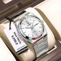 POEDAGAR 930 Men's New Luxury Luminous Date Week Stainless Steel Quartz Watch For Men