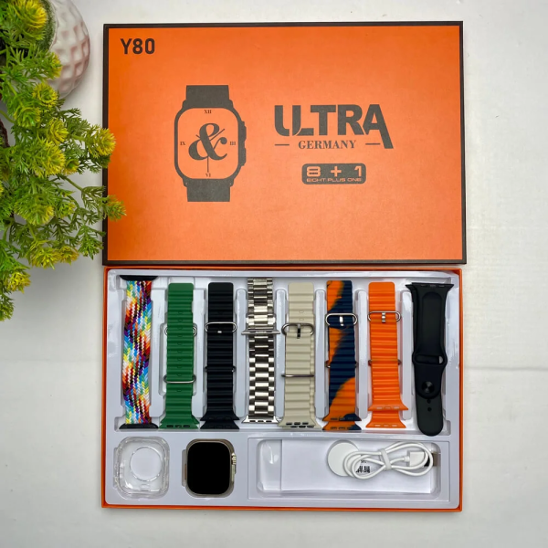 Y80 Ultra Smartwatch With 8 Strap