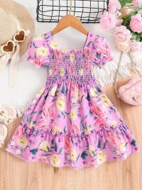 Flower Gown Elegant Floral Fit Dress for Girls with Belt