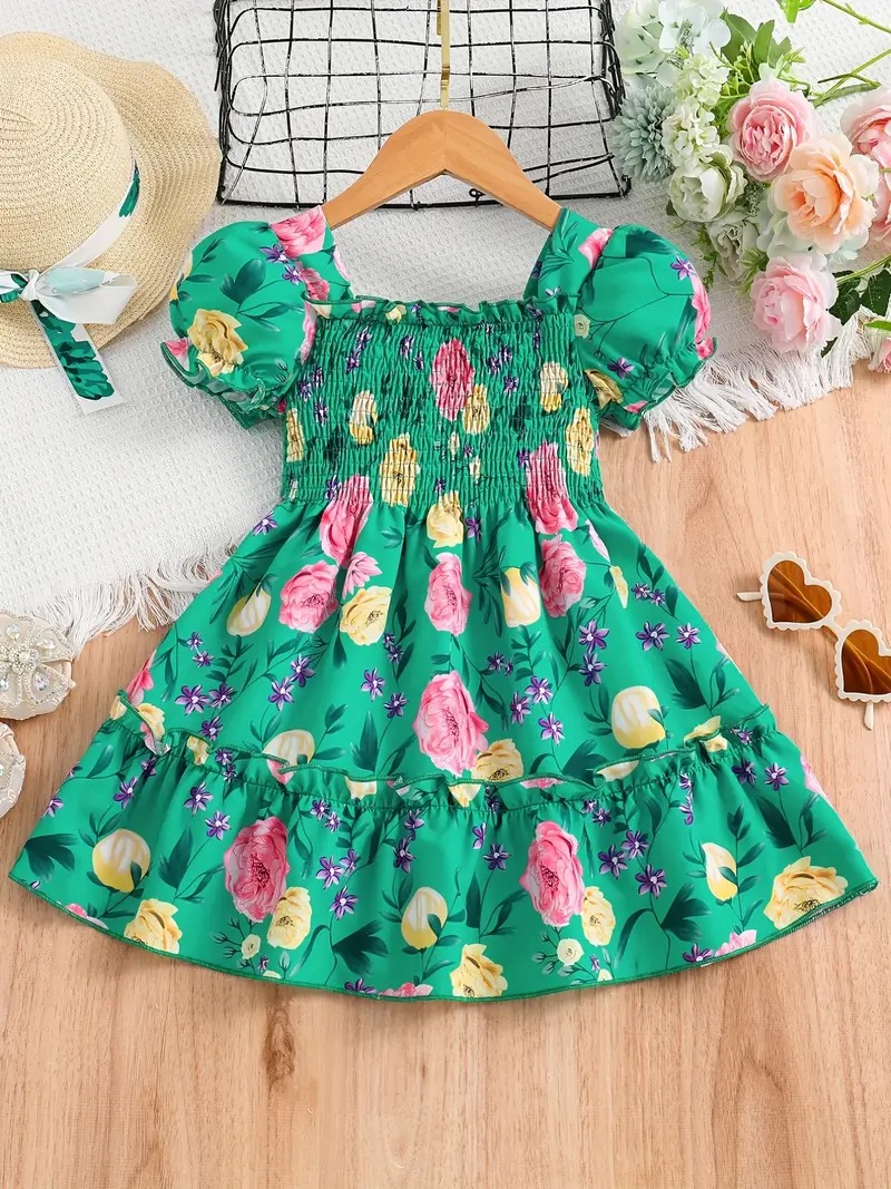 Flower Gown Elegant Floral Fit Dress for Girls with Belt