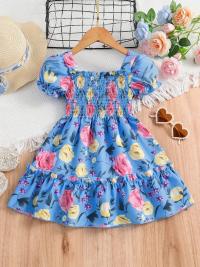 Flower Gown Elegant Floral Fit Dress for Girls with Belt