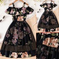 Flower Gown Elegant Floral Fit Dress for Girls with Belt