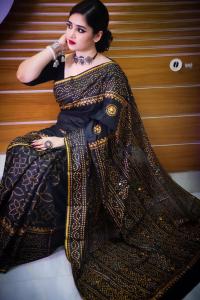 Block Print Reshmi Silk Sharee