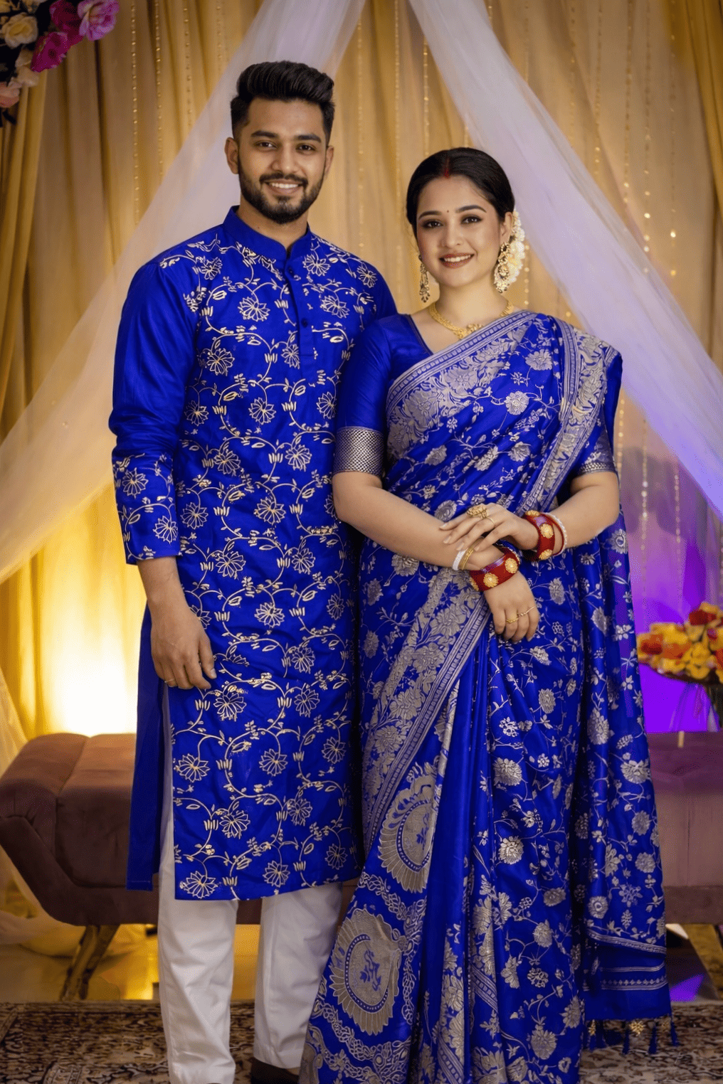 পাঞ্জাবি এবং শাড়ি কাপল ড্রেস (ব্লাউজ পিসসহ)