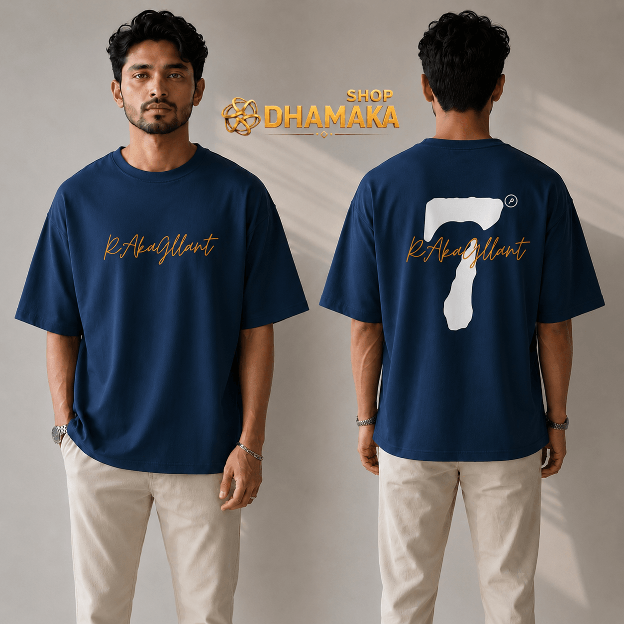 🛍️ ১টি ড্রপ শোল্ডার টি-শার্ট (ফ্রন্ট ও ব্যাক ভিউ)