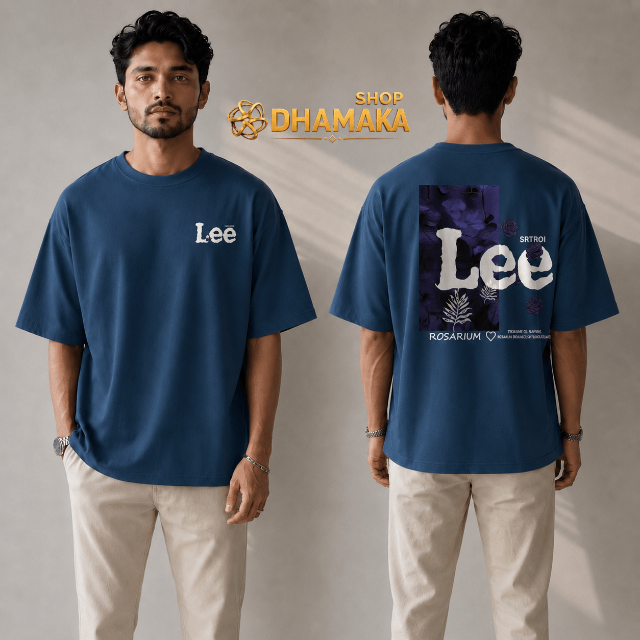 🛍️ ১টি ড্রপ শোল্ডার টি-শার্ট (ফ্রন্ট ও ব্যাক ভিউ)