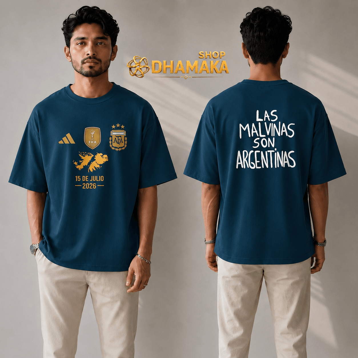 🛍️ ১টি ড্রপ শোল্ডার টি-শার্ট (ফ্রন্ট ও ব্যাক ভিউ)
