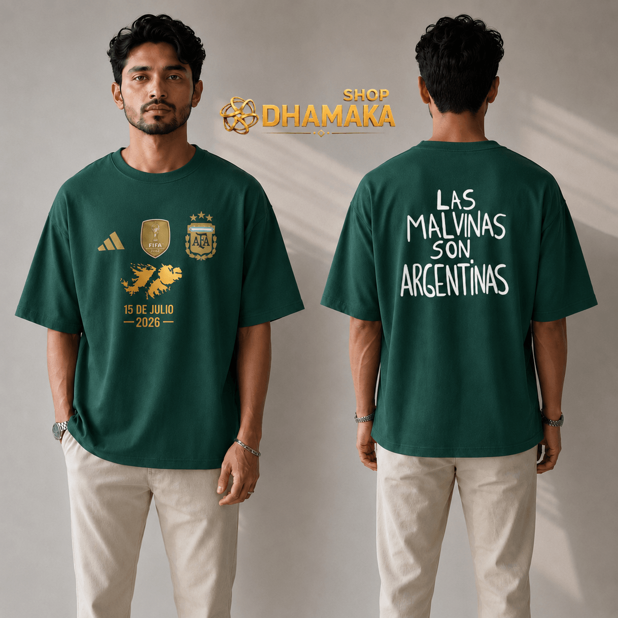 🛍️ ১টি ড্রপ শোল্ডার টি-শার্ট (ফ্রন্ট ও ব্যাক ভিউ)