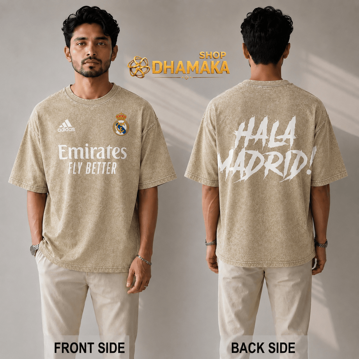 Premium Real Madrid Acid Wash Drop Shoulder