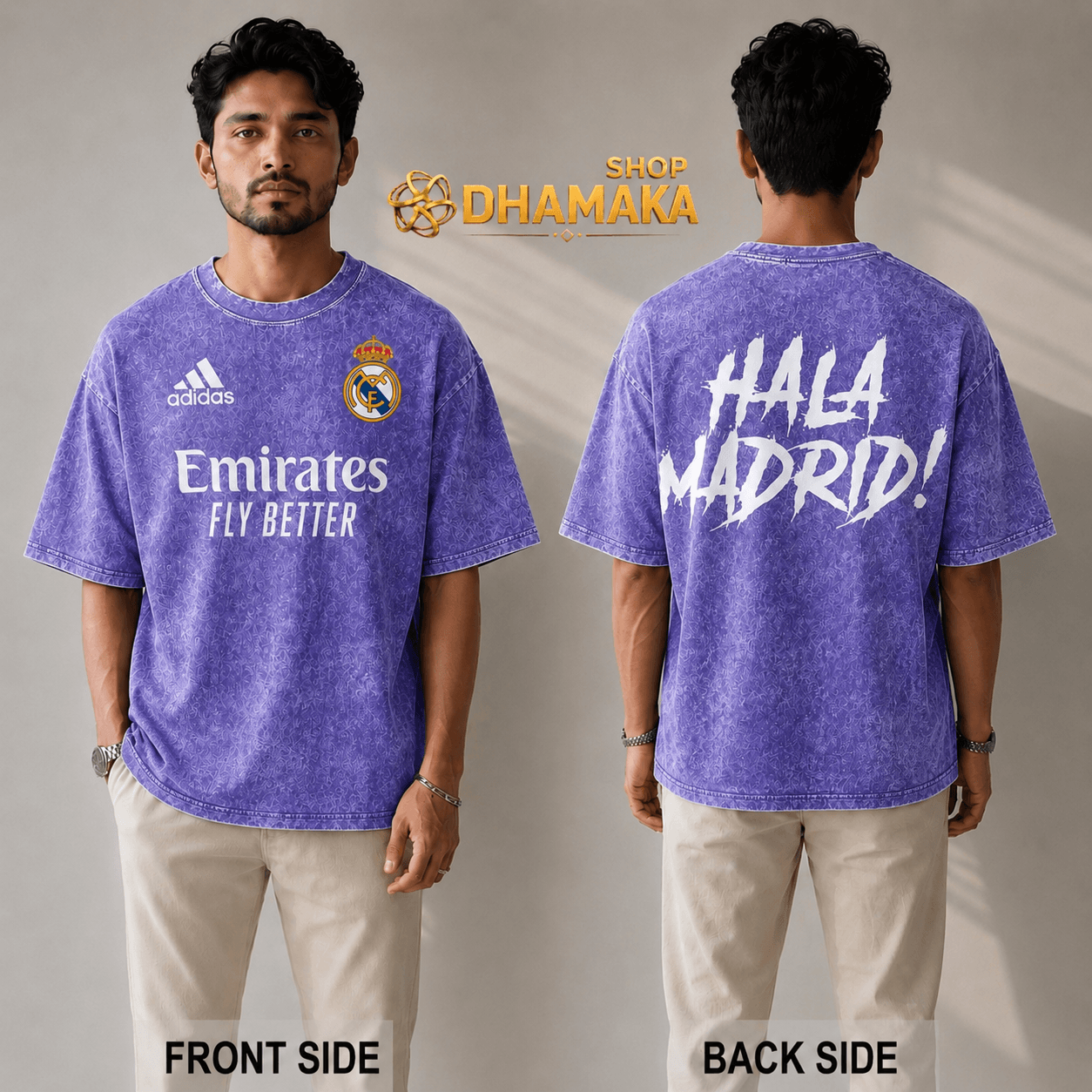 Premium Real Madrid Acid Wash Drop Shoulder