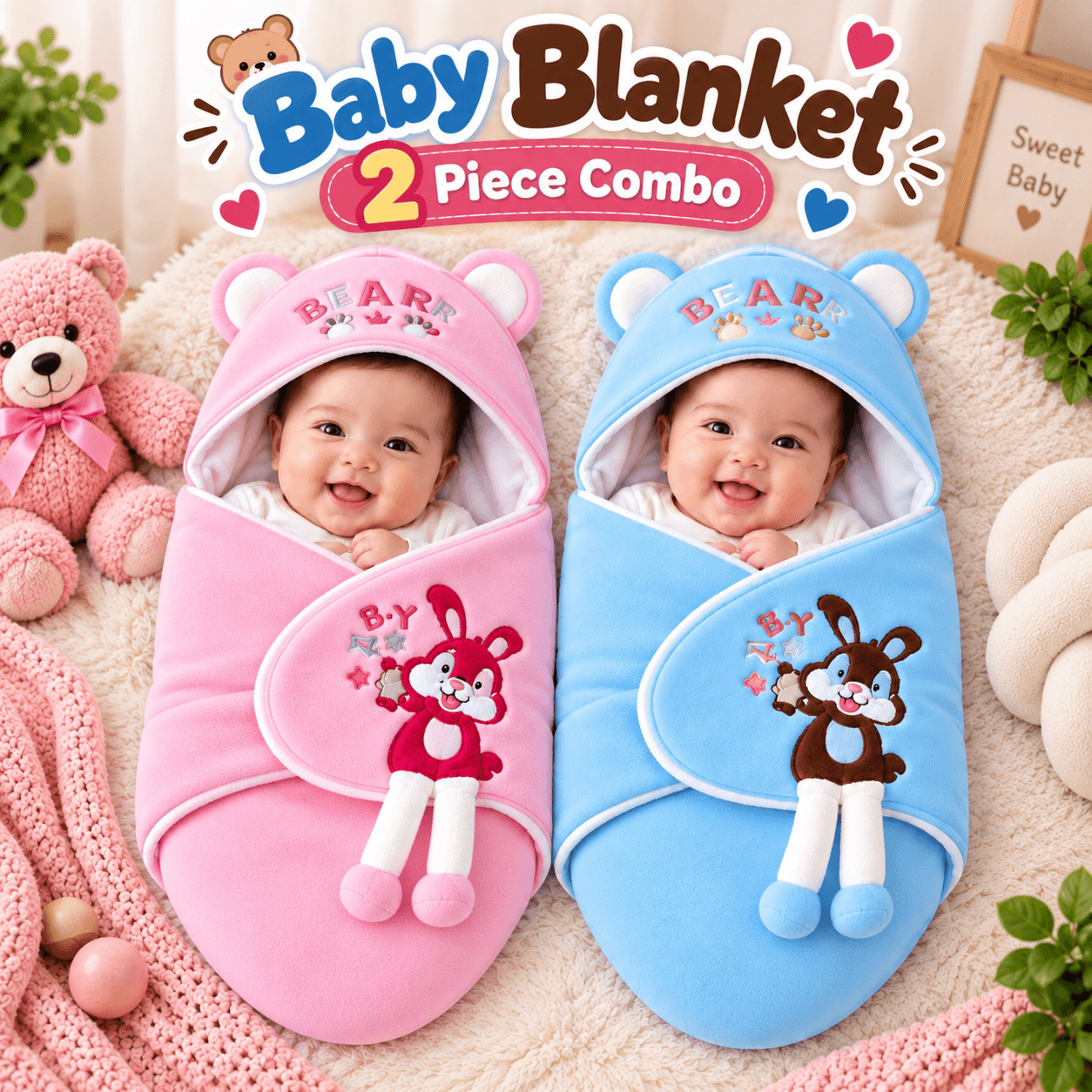 🧸𝟮 𝗽𝗶𝗲𝗰𝗲 𝗯𝗮𝗯𝘆 𝗯𝗹𝗮𝗻𝗸𝗲𝘁 𝗰𝗼𝗺𝗯𝗼