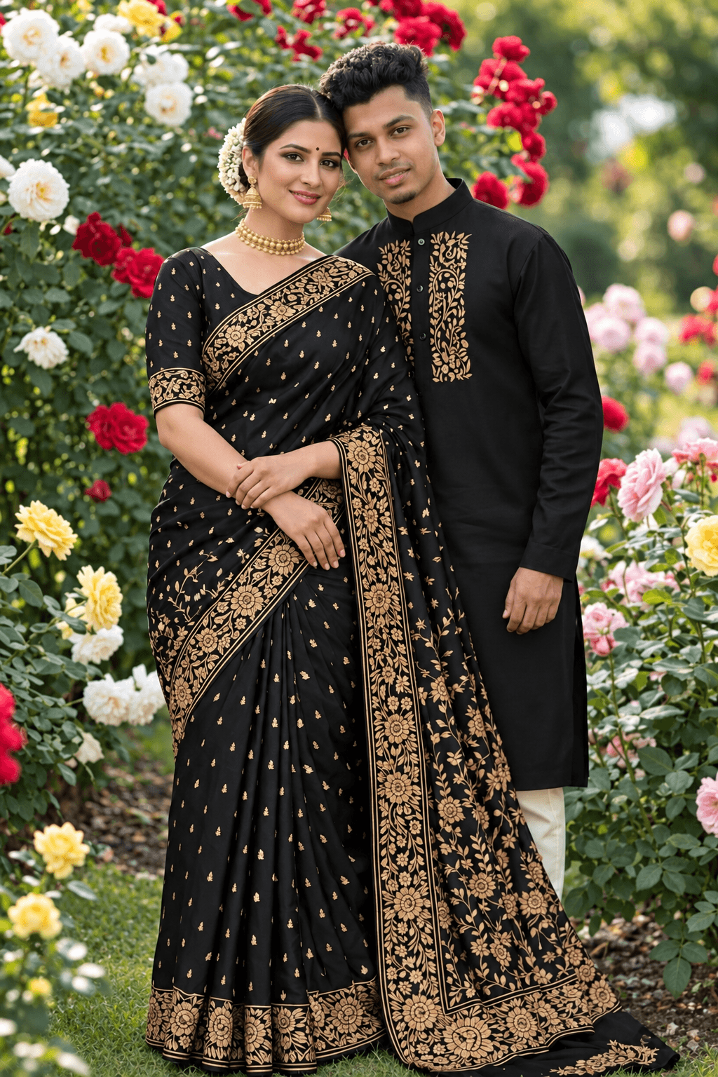 পাঞ্জাবি এবং শাড়ি কাপল ড্রেস (ব্লাউজ পিসসহ)