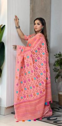 ✨ জামদানী মোটিফ হাফ সিল্ক শাড়ি - ঐতিহ্য আর আধুনিকতার শ্রেষ্ঠ ফিউশন ✨