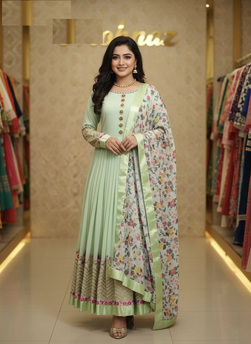 Georgette Embroidery Party Dress (Semi-Stitched)