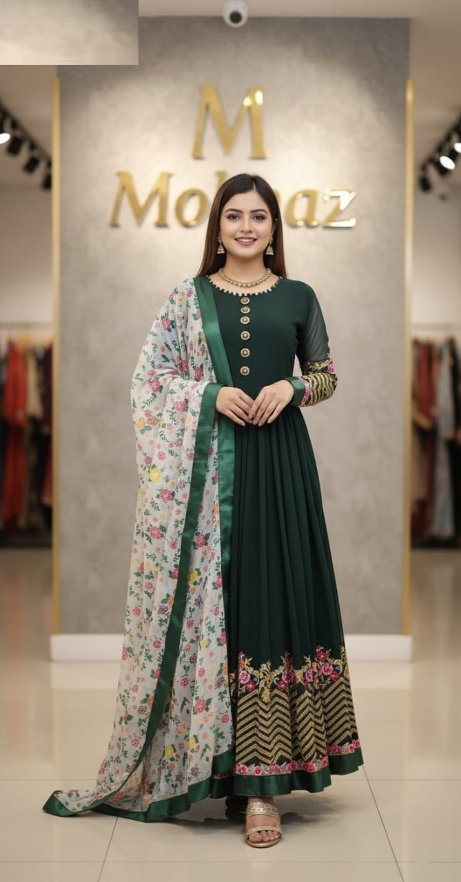 Georgette Embroidery Party Dress (Semi-Stitched)