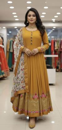 Georgette Embroidery Party Dress (Semi-Stitched)
