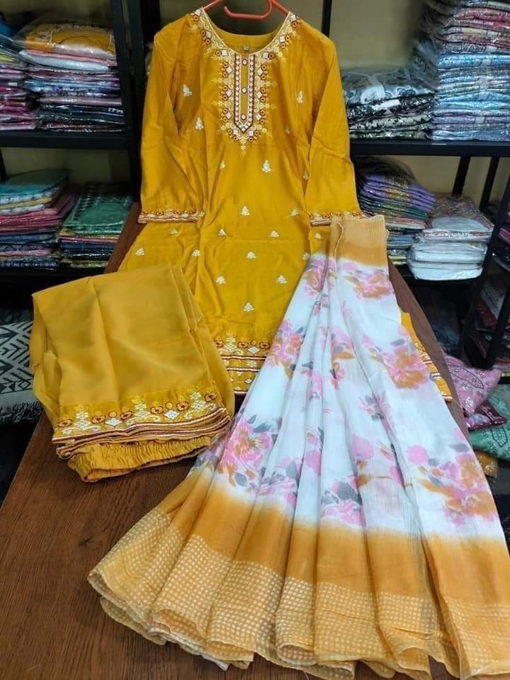 Readymade Embroidery Cotton Three Piece