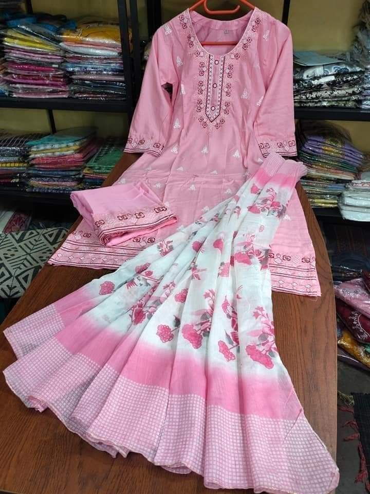 Readymade Embroidery Cotton Three Piece