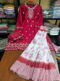 Readymade Embroidery Cotton Three Piece