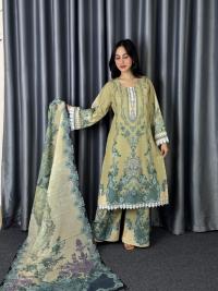 Digital Print Three Piece  Fabrics: Dubai Silk Design: Digital Print Dress Long: 42 Body Size: 38, 42, 46