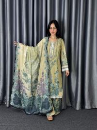 Digital Print Three Piece  Fabrics: Dubai Silk Design: Digital Print Dress Long: 42 Body Size: 38, 42, 46
