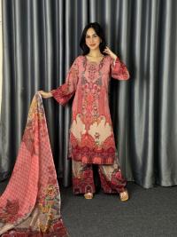 Digital Print Three Piece  Fabrics: Dubai Silk Design: Digital Print Dress Long: 42 Body Size: 38, 42, 46