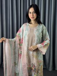 Digital Print Three Piece  Fabrics: Dubai Silk Design: Digital Print Dress Long: 42 Body Size: 38, 42, 46