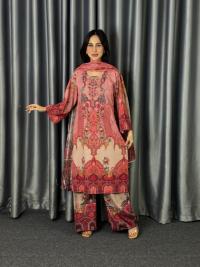 Digital Print Three Piece  Fabrics: Dubai Silk Design: Digital Print Dress Long: 42 Body Size: 38, 42, 46