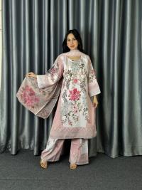 Digital Print Three Piece  Fabrics: Dubai Silk Design: Digital Print Dress Long: 42 Body Size: 38, 42, 46