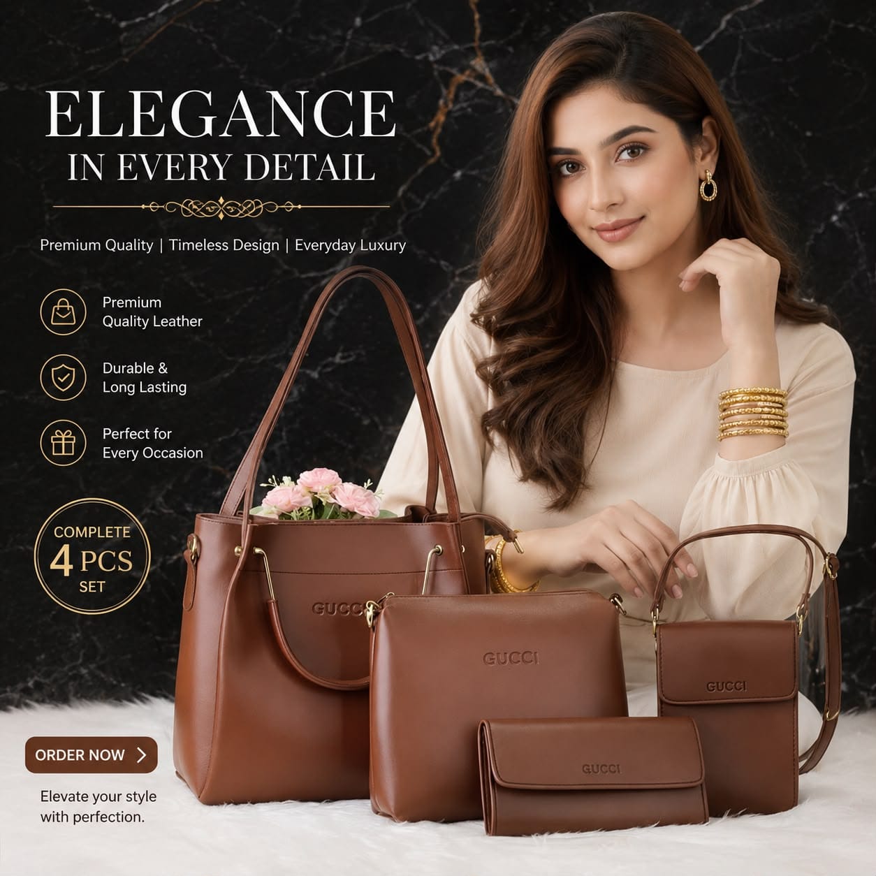 Gucci 4-in-1 Stylish Women's Handbag Combo Set