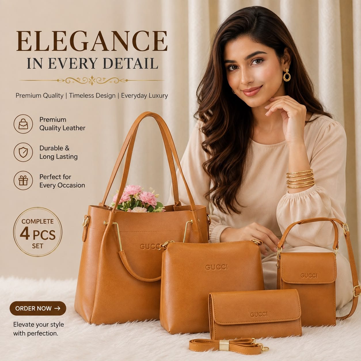 Gucci 4-in-1 Stylish Women's Handbag Combo Set